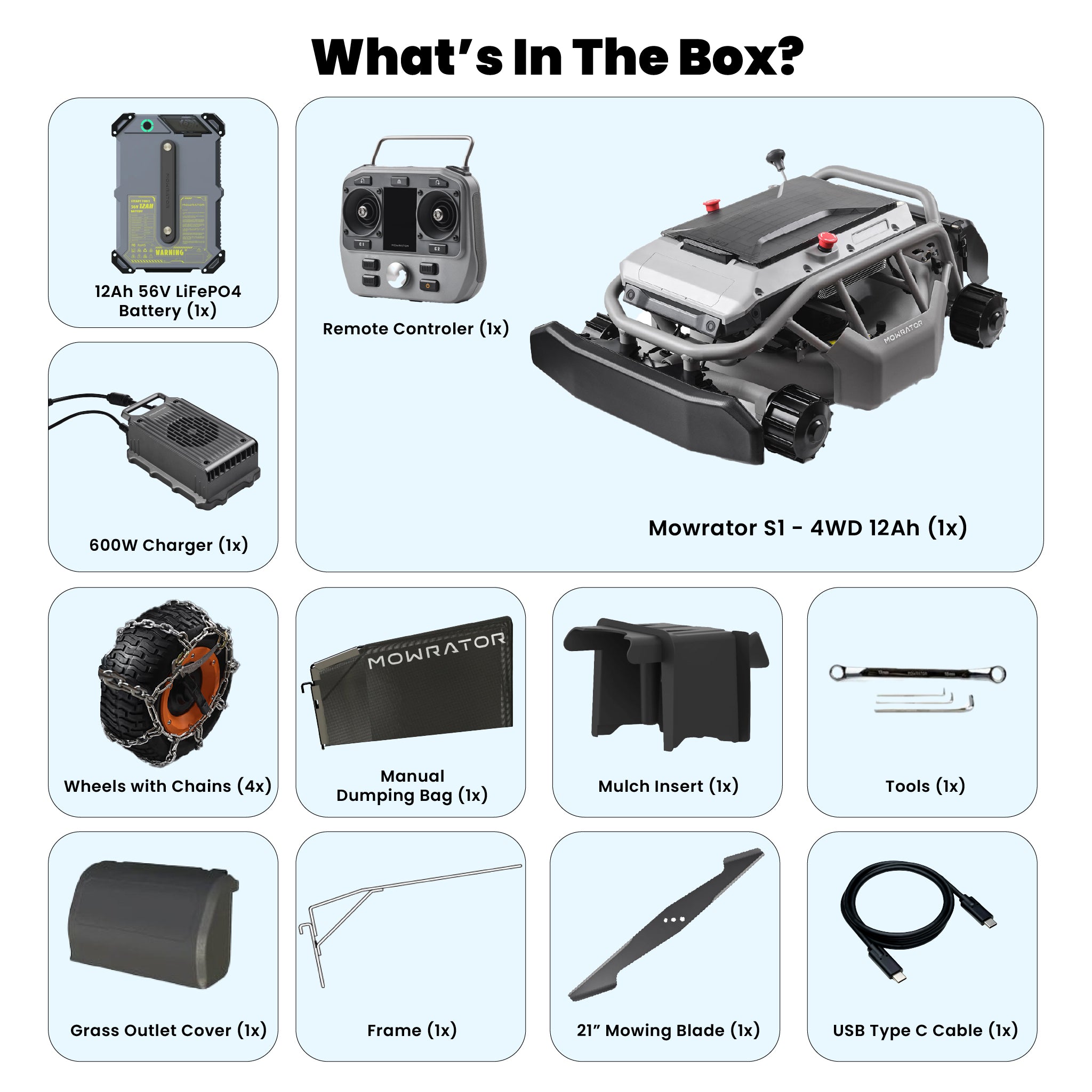 Mowrator S1 - 4WD 12Ah (mit Ketten)