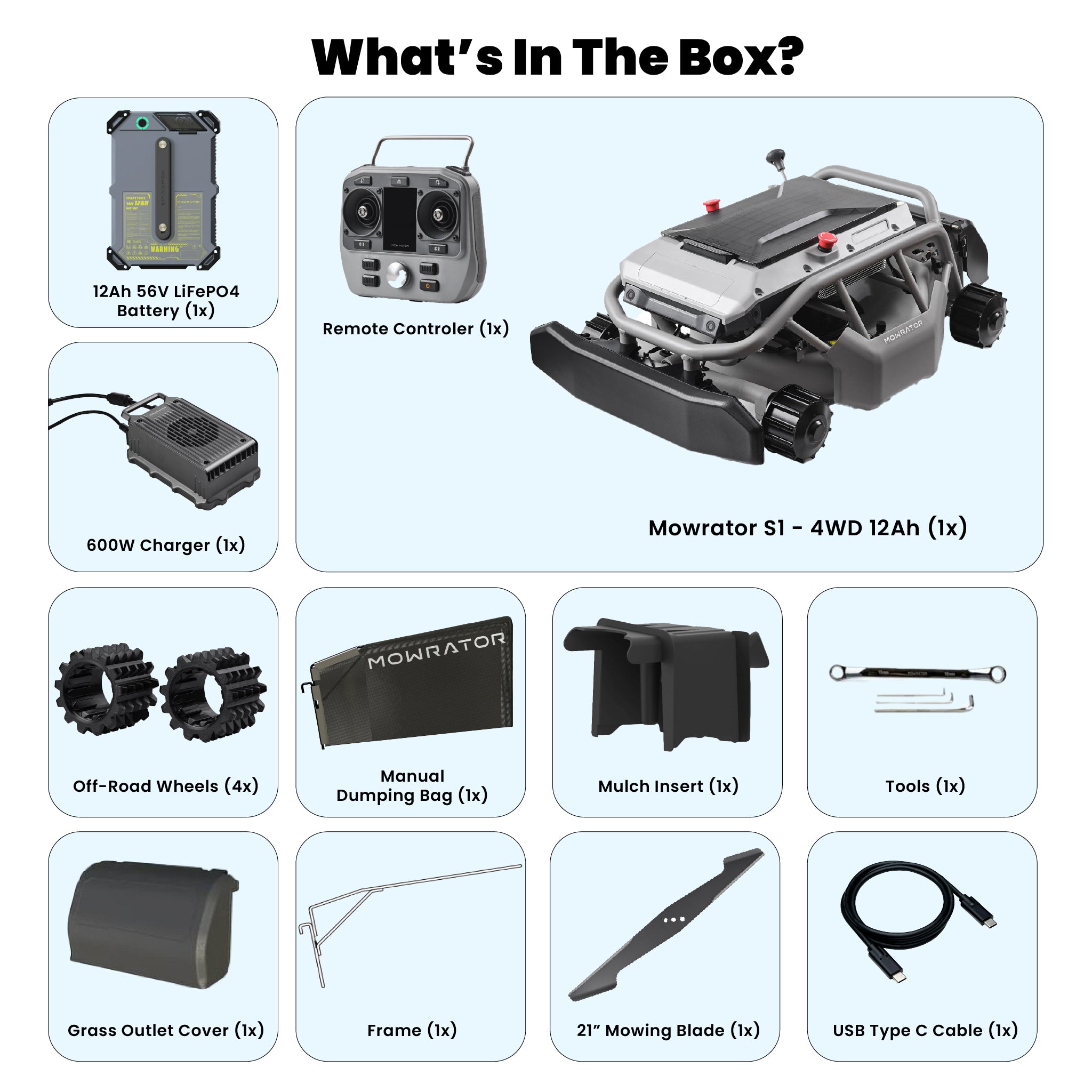 Mowrator S1 – 4WD 12Ah (mit Offroad-Rädern)