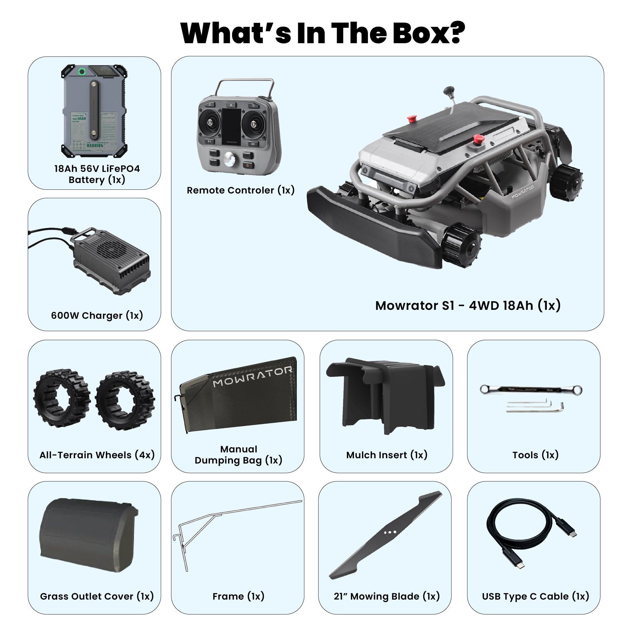 Mowrator S1 - 4WD 18Ah (All-terrain wheels)