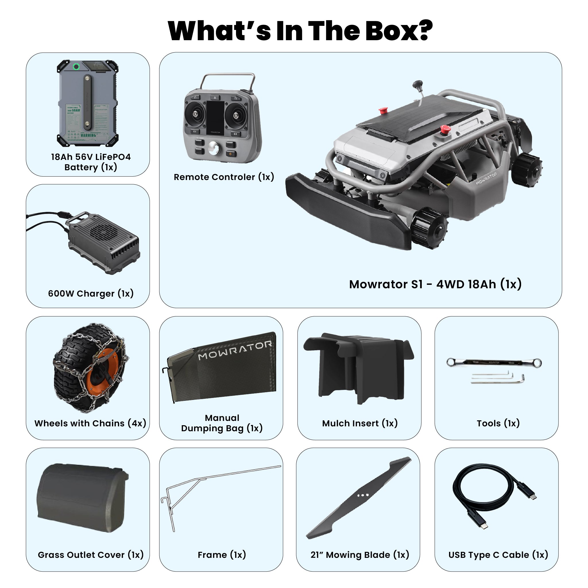 Mowrator S1 - 4WD 18Ah (with Chains)