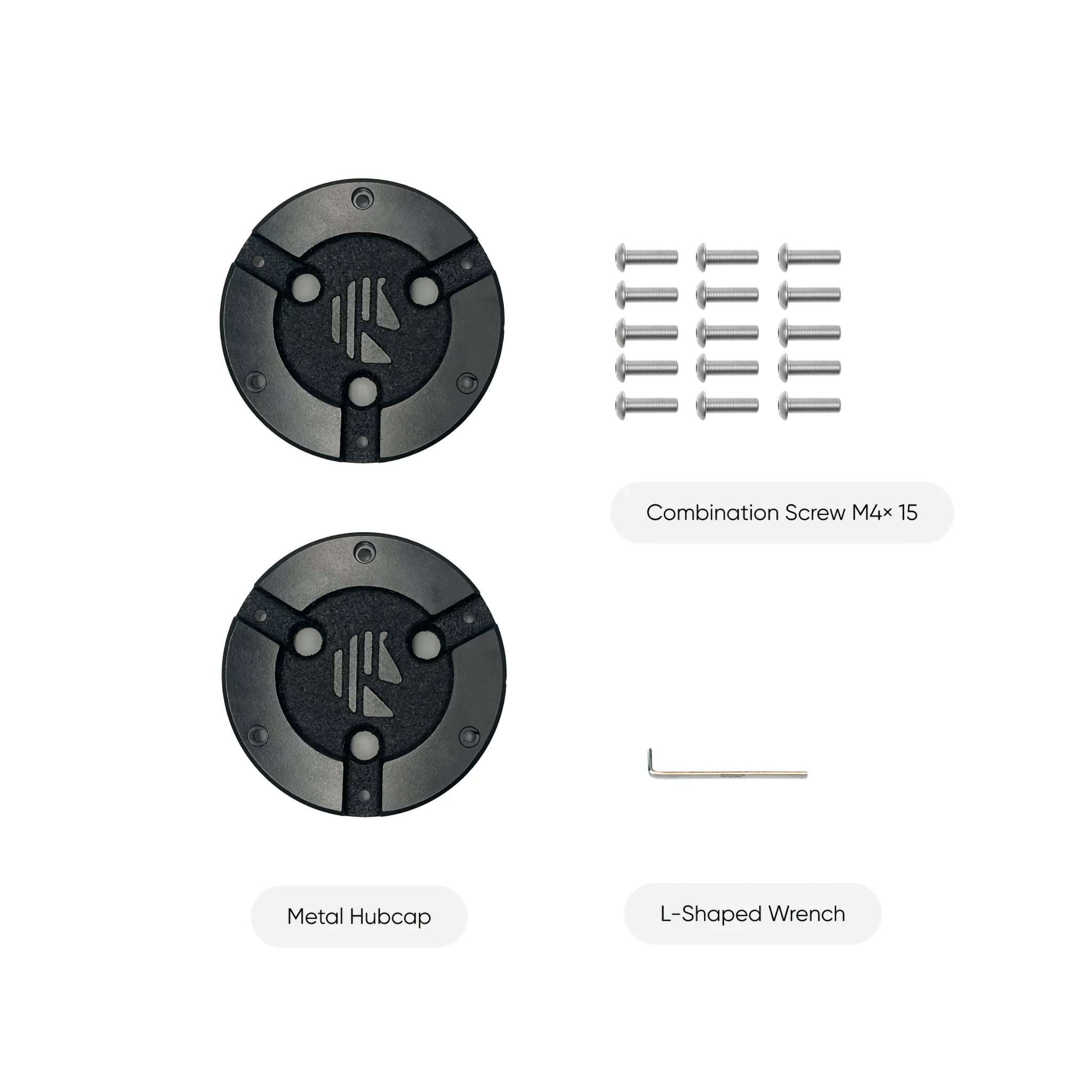 Pair of Metal Hubcaps (Mowrator S1 2WD Optional Upgrade)